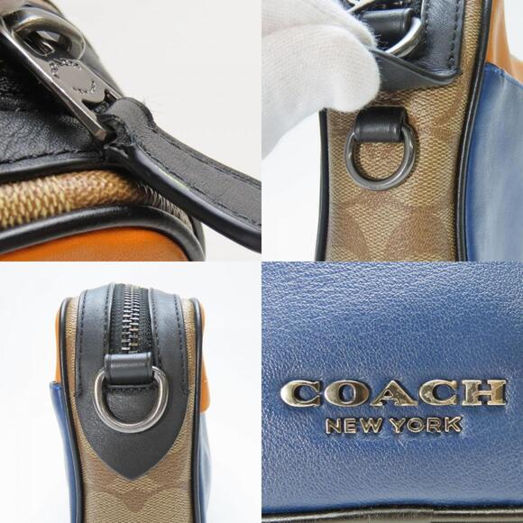 Coach Shoulder Bag 89899 Camera Signature Leather Navy Multicolor Men's COACH